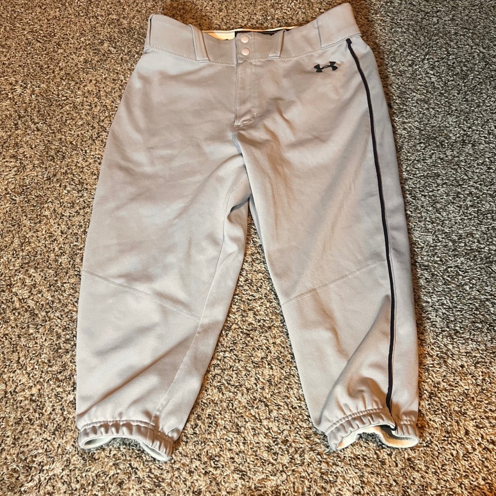 Under Armour Baseball Pants Athletic Gray Black‎ Piping MD Medium